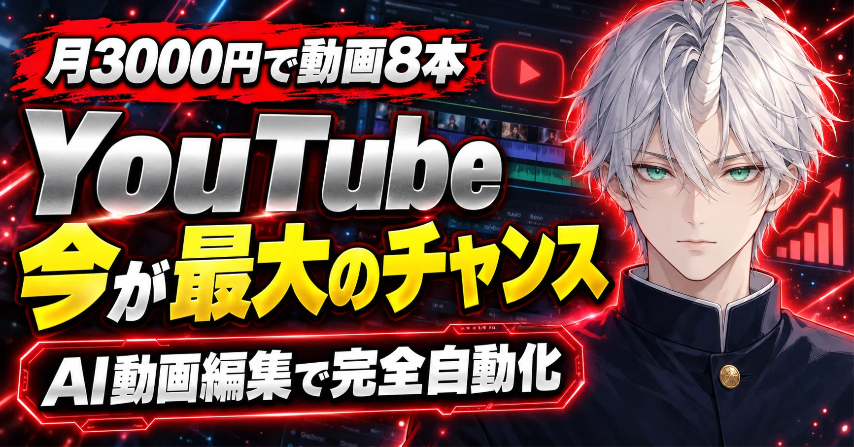 月3000円で動画8本。AI動画編集で今YouTubeが最大のチャンス｜Fujin