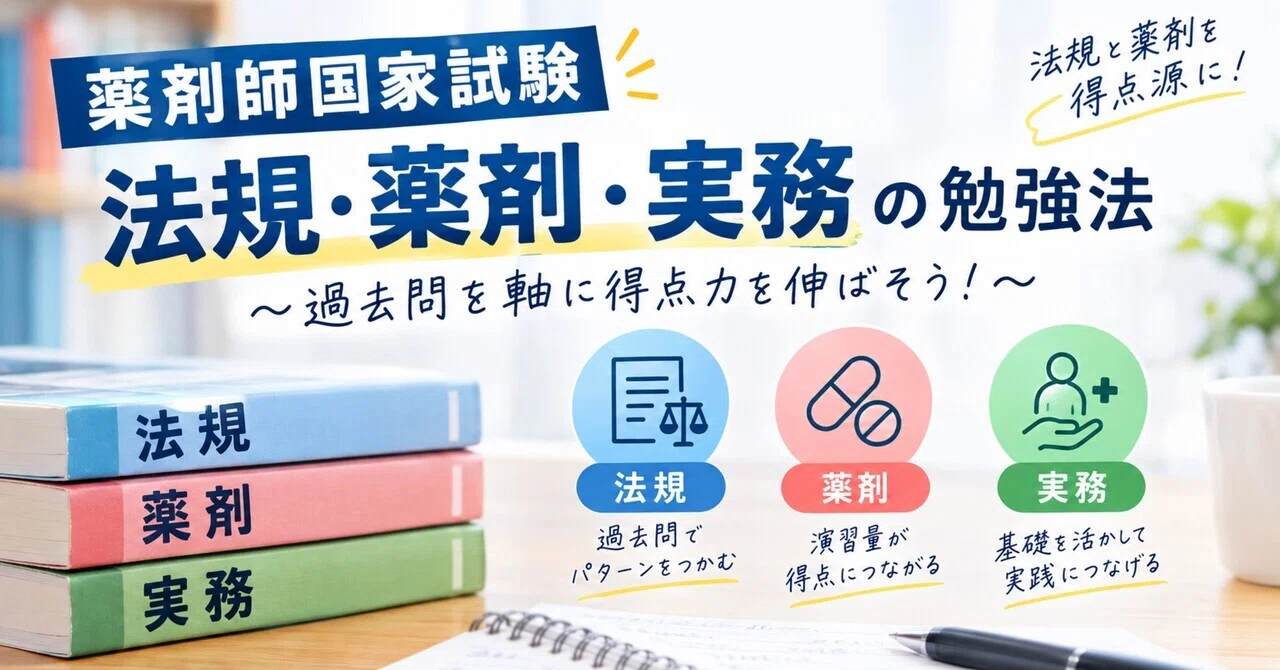薬剤師国家試験】法規・薬剤・実務の勉強法｜過去問を軸に得点力を
