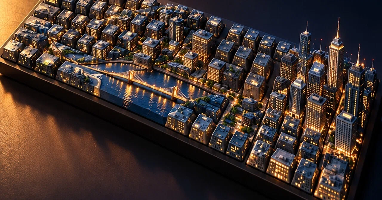 I Carved a Night Cityscape into My Keyboard | 3D Keycaps｜メモ魔┃立体キーキャップ