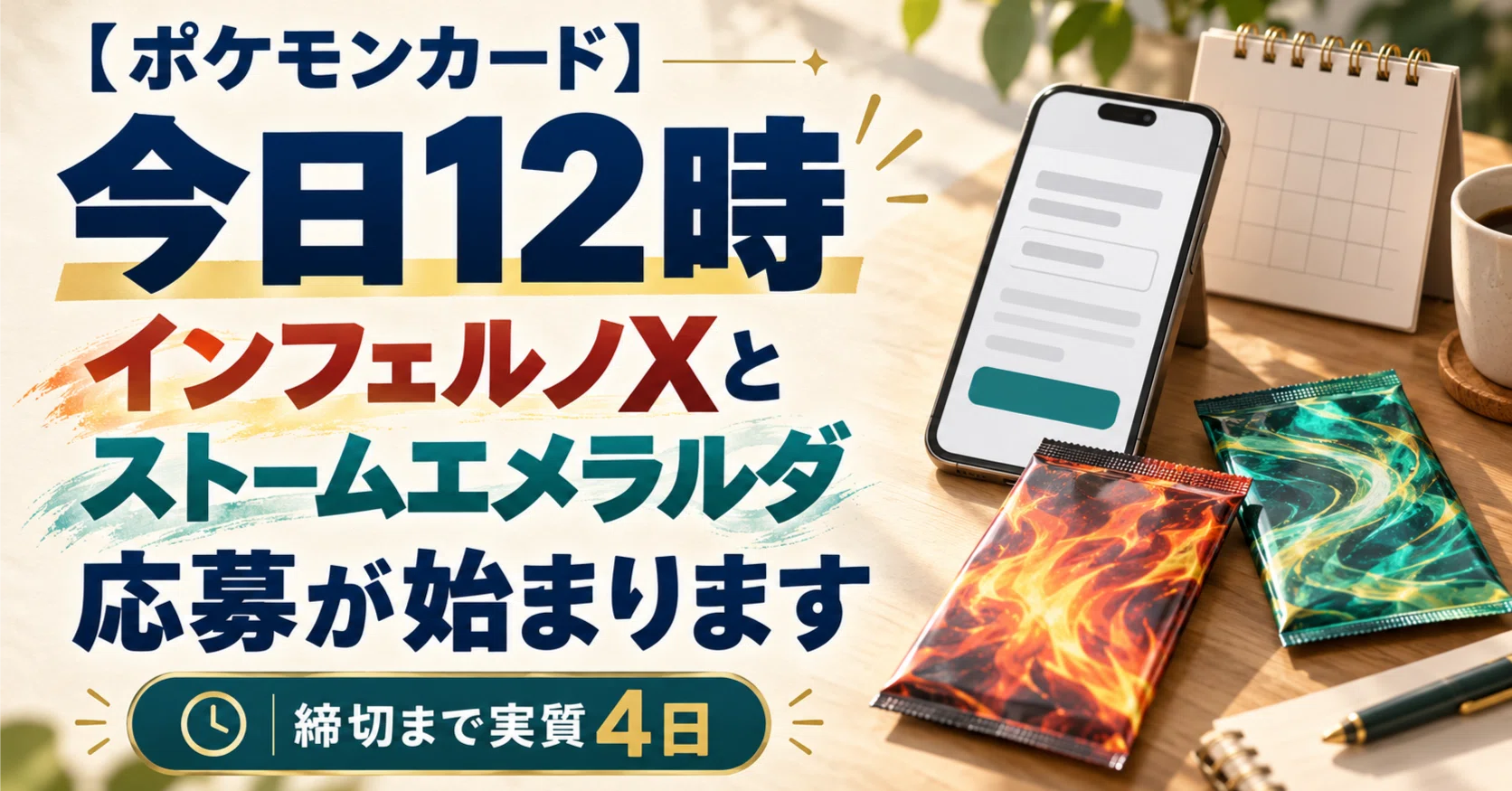 ポケモンカード】今日12時、インフェルノXとストームエメラルダの応募