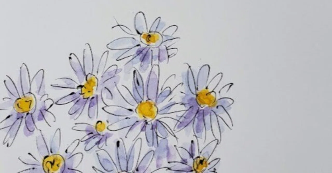 [October 10] Flower 🌸 Aster (Shion) 🌸 Illustration drawn in 5 minutes ...