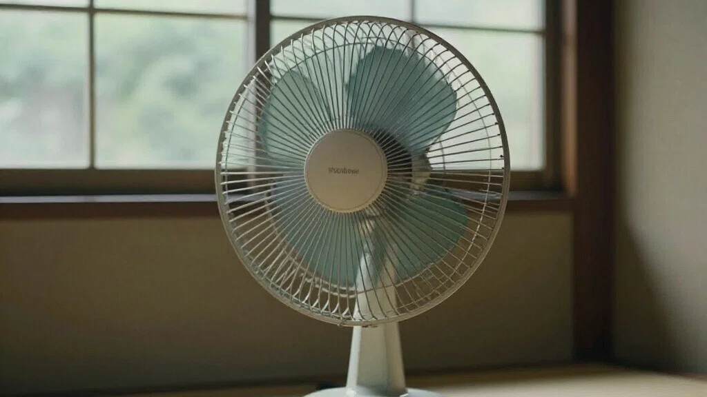 夏の和室の古い扇風機