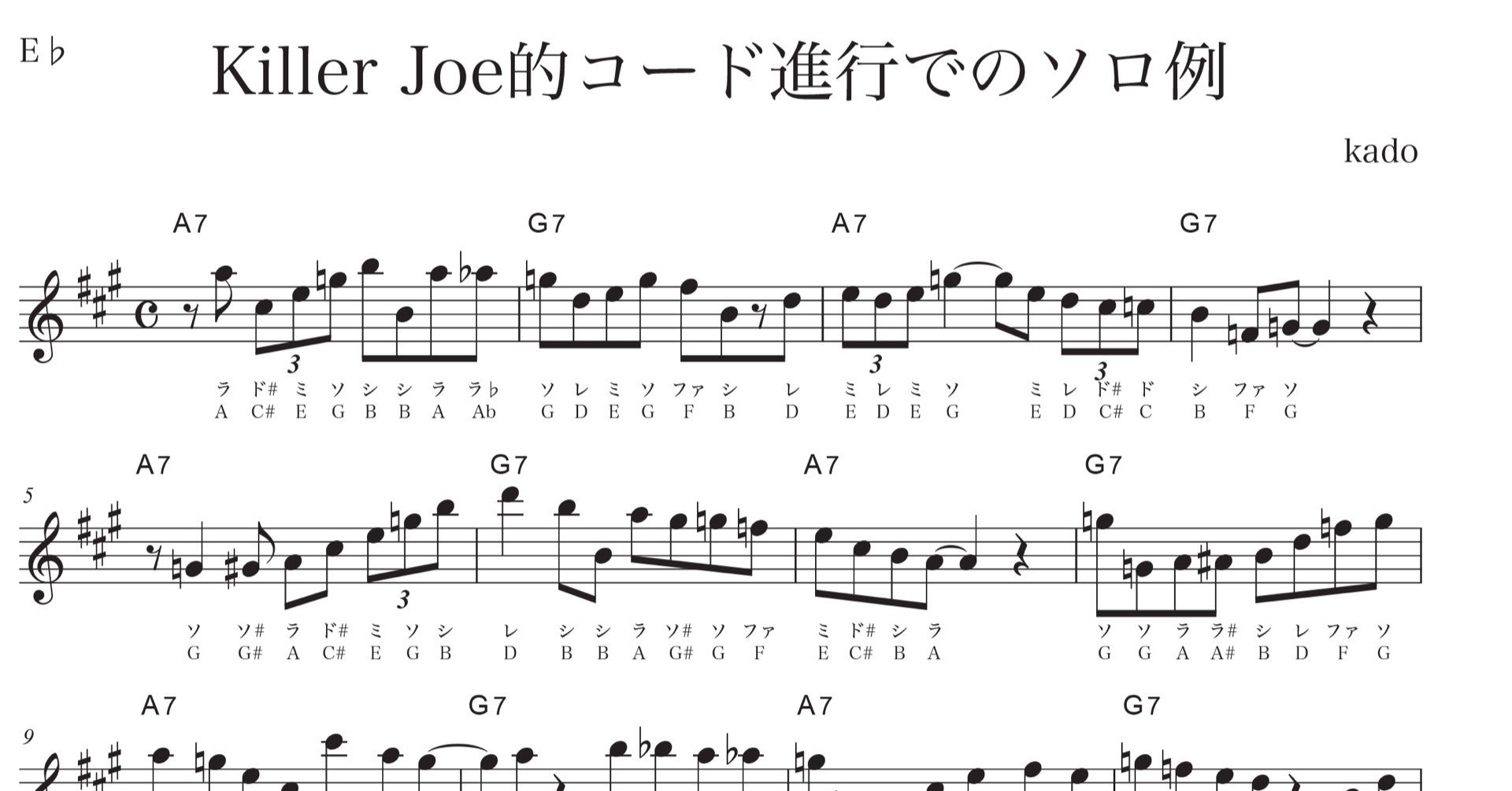 アルトサックス【Killer Joe】コード進行でのソロ例｜加度 克紘