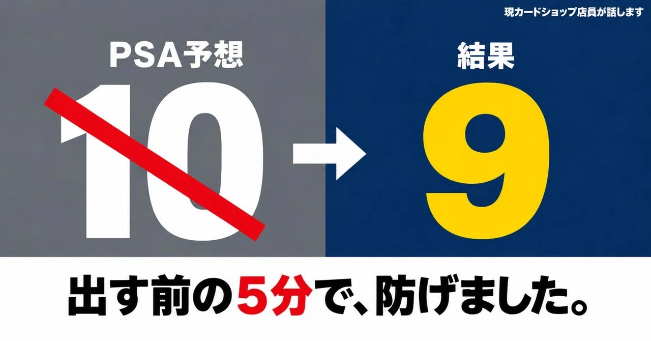 PSA10が取れない原因、だいたいこの4つです。出す前に5分だけ見て