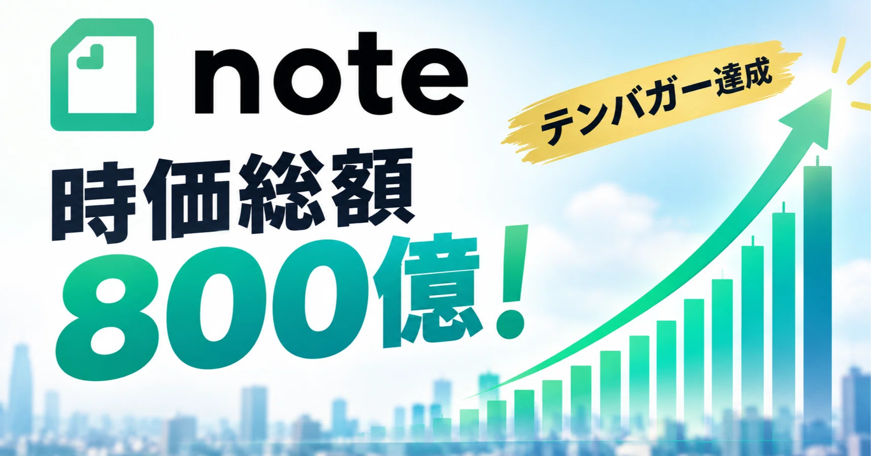 noteの時価総額が800億弱に！上場後最安値から3年9ヶ月でテンバガー