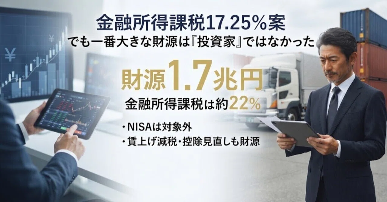 金融所得課税17.25％案。でも一番大きな財源は「投資家」ではなかった