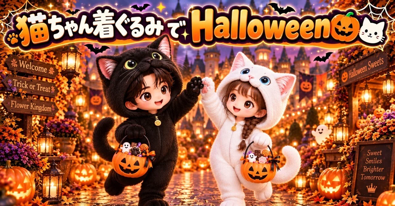 ニャンズ着ぐるみ🎃プロンプト【単色🤍🩶🖤ニャンズ🐾バージョン