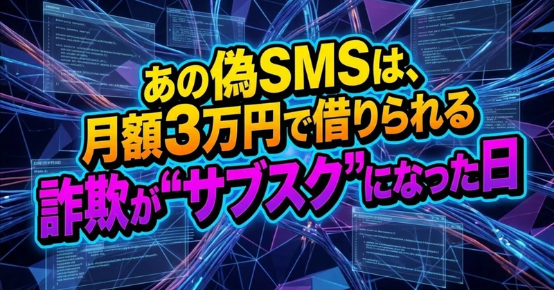 あの偽SMSは、月額3万円で借りられる｜詐欺が“サブスク”になった日