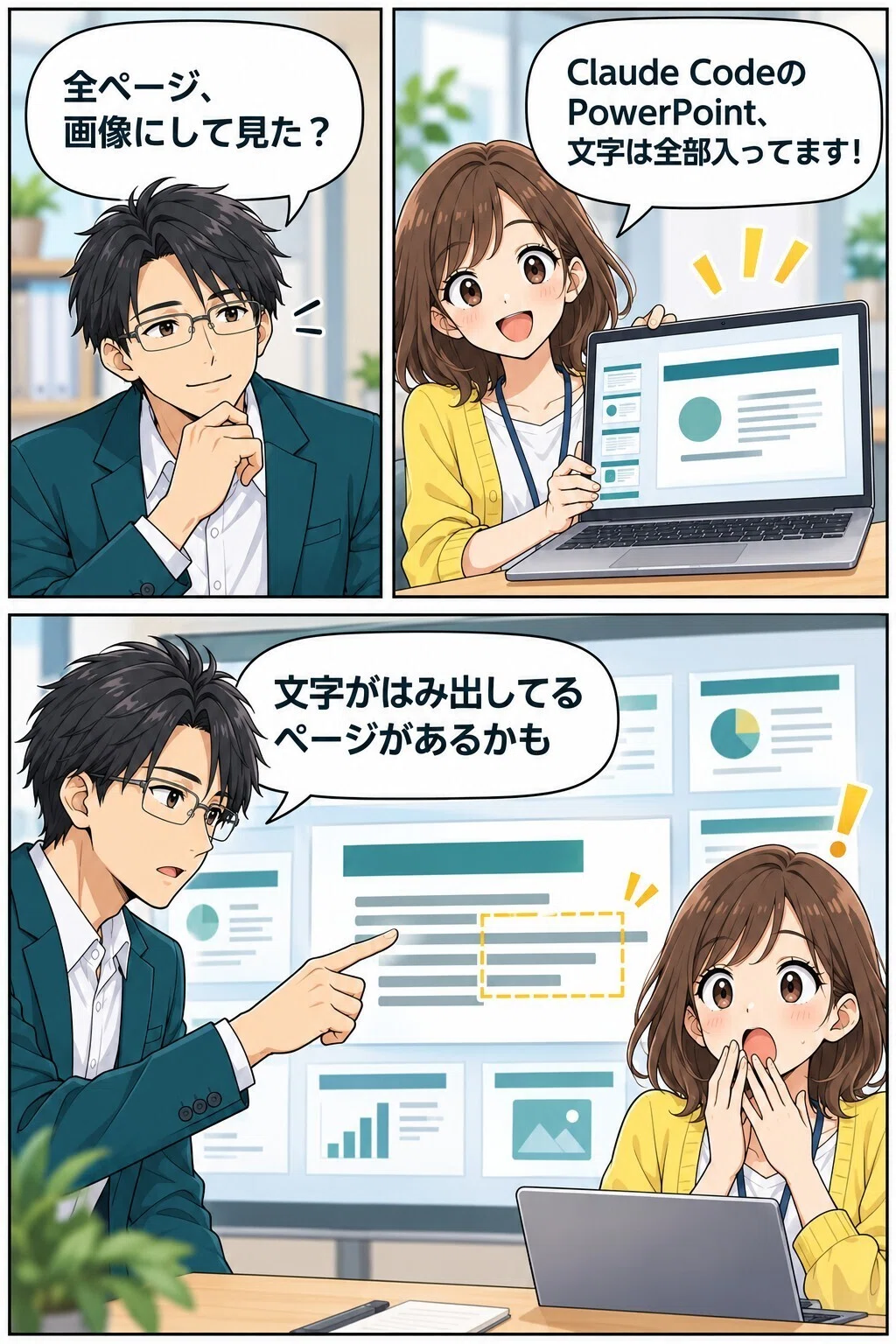 When having Claude Code create PowerPoint materials, convert all pages ...