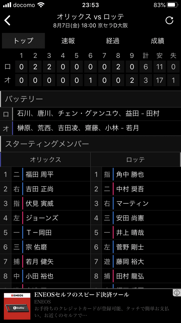 8 7オリックス対ロッテ戦況 前進守備のリスクと長打の重み シュバルベ Note