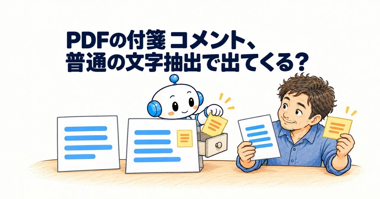 Do PDF sticky note comments appear in standard text extraction?｜no_code_oji