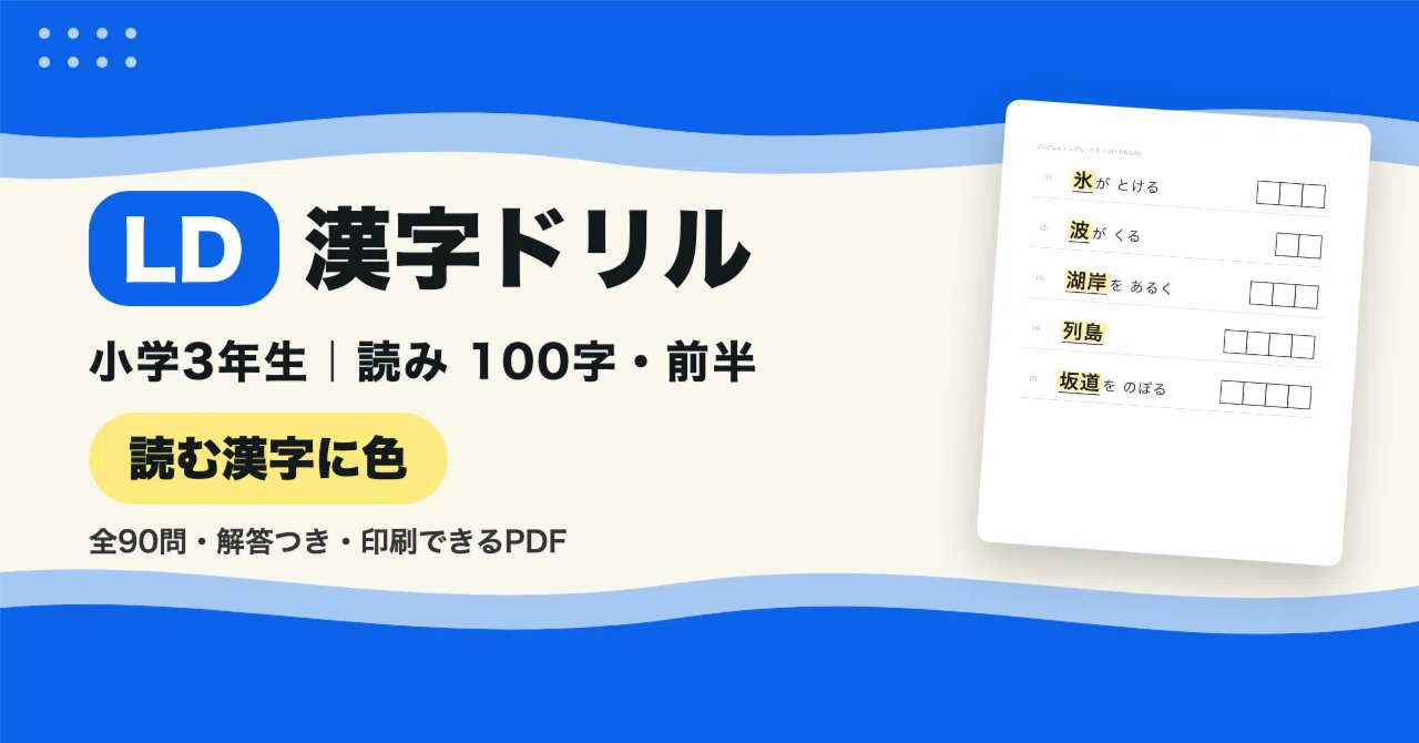 [90 Questions] Kanji Reading Drill for 3rd Grade Students with LD (Part ...