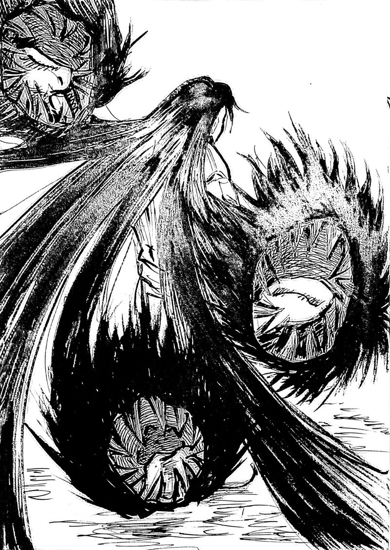 現代版 妖怪37 髪切女 かみきりおんな 猿もおだてりゃ木から落ちるが また登るさ Note