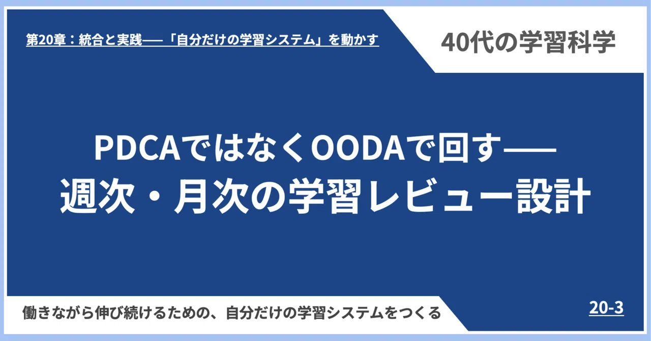 Running on OODA instead of PDCA: Designing Weekly and Monthly Learning ...