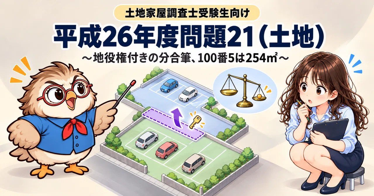 土地家屋調査士過去問　平成26年度〜令和5年度 土地家屋調査士受験生向け】平成26年度問題21（土地）〜地役権付きの分