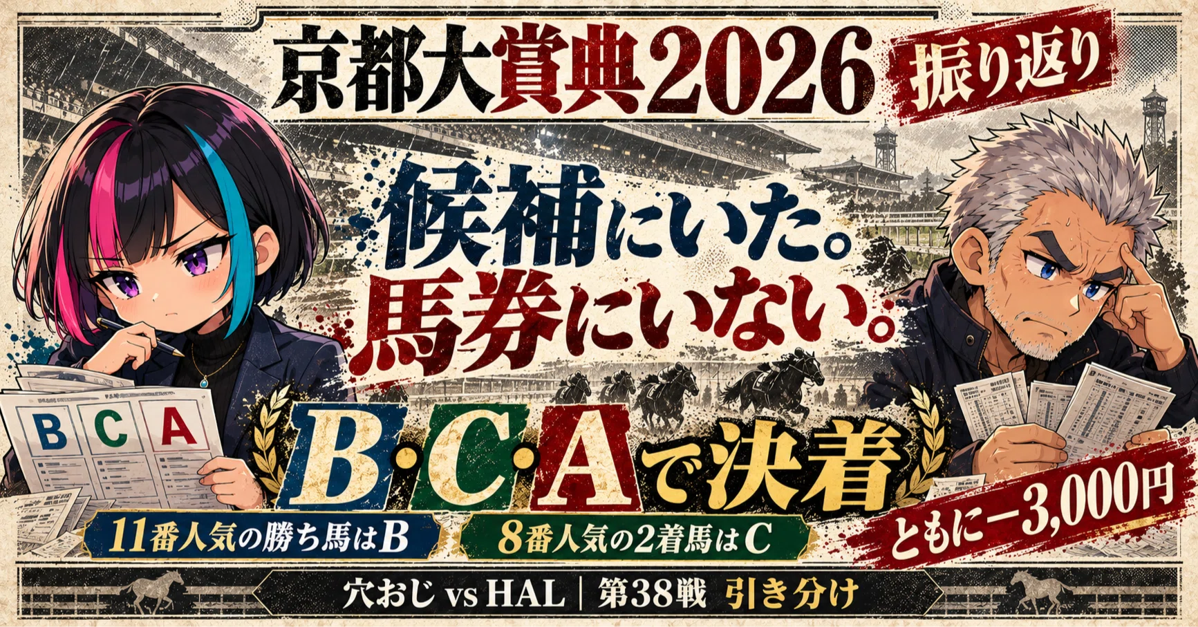 振り返り】京都大賞典2026｜11番人気の勝ち馬はB、8番人気の2着馬はC