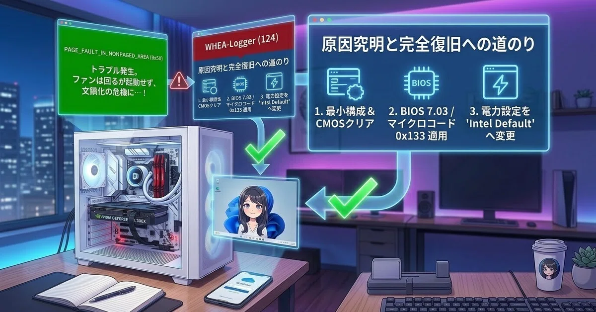 自作PCが突然のGSODから文鎮化の危機に…！第14世代Core i5とASRock環境