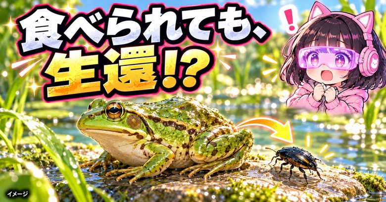 A beetle swallowed by a frog came out alive from its rear｜kuroda.AI
