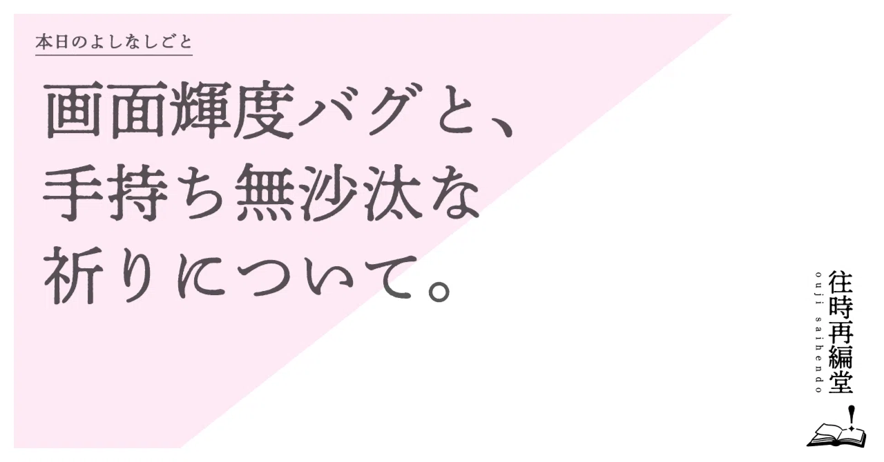 On Screen Brightness Bugs and Idle Prayers.｜和久井 考次郎