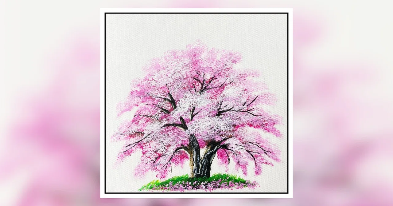 アクリル絵の具で「桜の木」の描き方 Acrylic painting | 【家で一緒に 