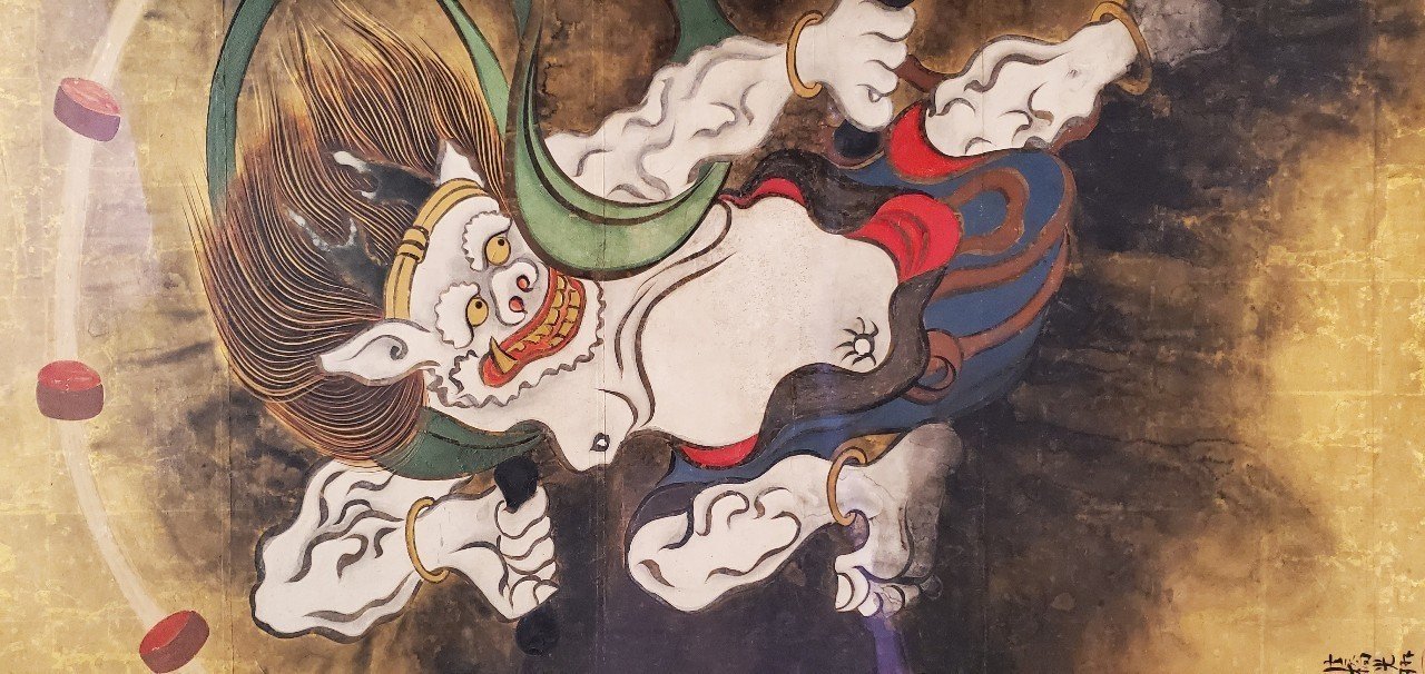 びょう風　風神雷神図　　尾形光琳 絵画 尾形光琳（ おがたこうりん ）・ 風神雷神図 ( ふうじんら