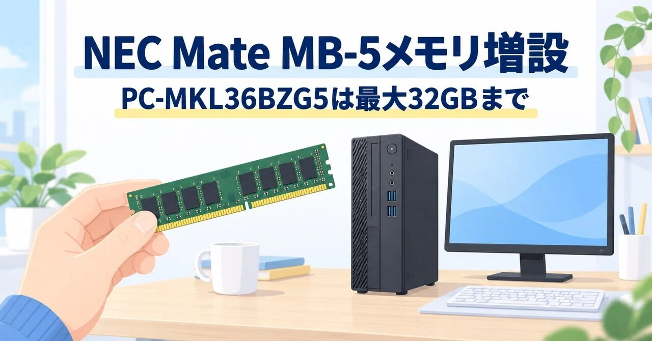 NEC MB-5 PC-MKL36BZG5 i3-9100 メモリ8GB NEC Mate MB-5メモリ増設｜PC-MKL36BZG5対応規格｜中古パソコン屋の