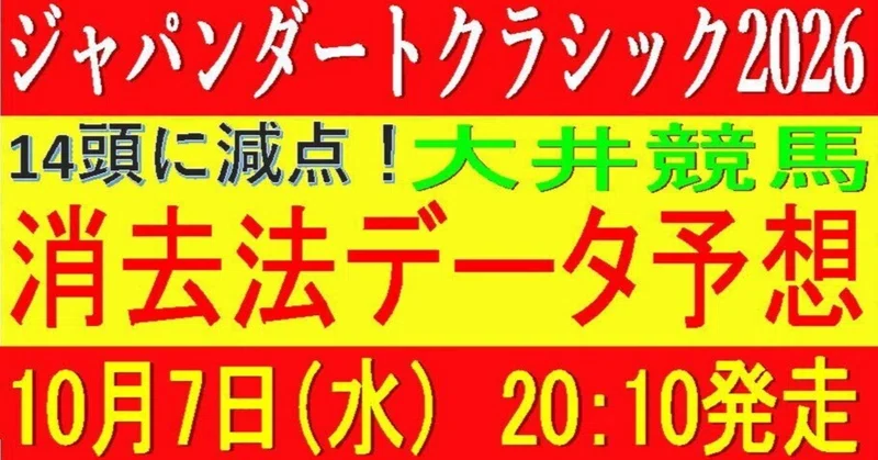 ジャパンダートクラシック2026（大井競馬）｜14頭に減点！消去法データ予想