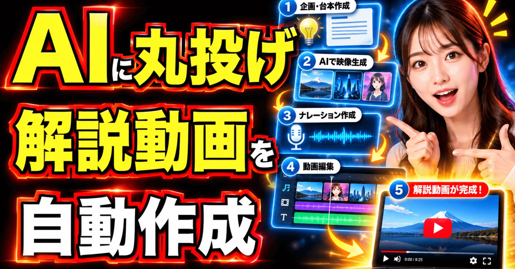 AIで解説動画を自動生成できるAZ8がヤバい！プロ級動画が一瞬で完成