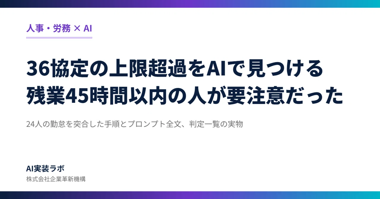 36協定の上限超過をAIで前もって見つける｜24人の勤怠を突合したら、月