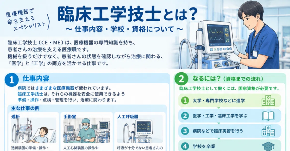 Engineering Operating Conditions What kind of job is a Clinical Engineer?|しず