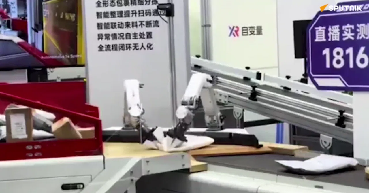 Robots in operation at Chinese logistics sites: Automating parcel ...