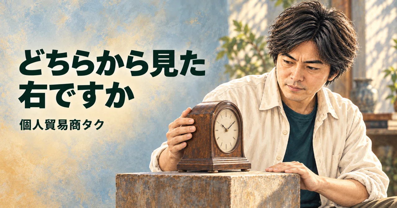 The scratch on the right. From whose perspective is that right?｜個人貿易商タク