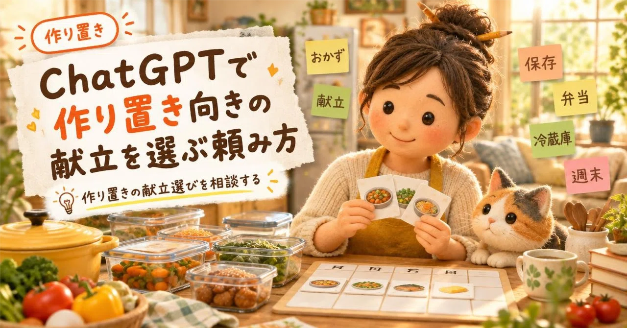 How to ask ChatGPT to choose a menu suitable for meal prep｜くらしのAI手帖