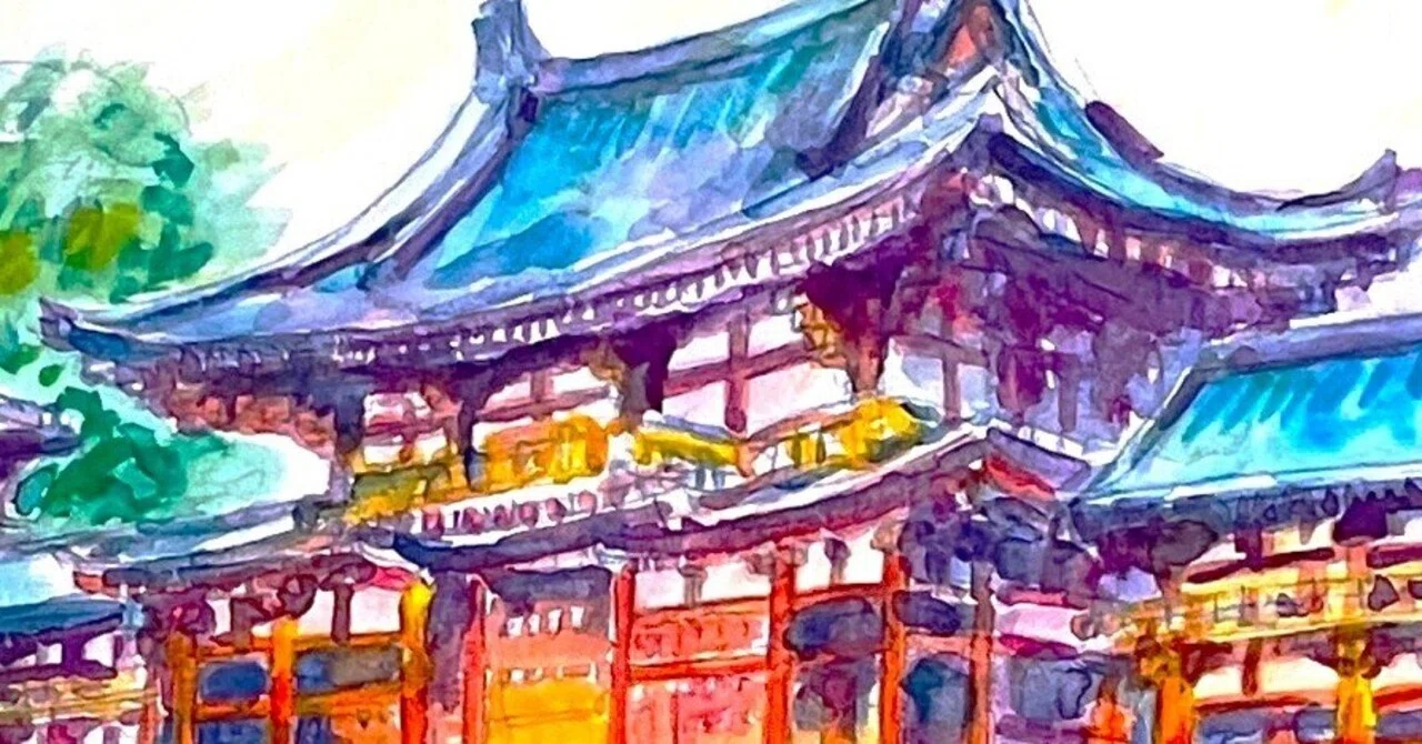 水彩 -31・32・33：「平等院鳳凰堂」｜オサムエバタ