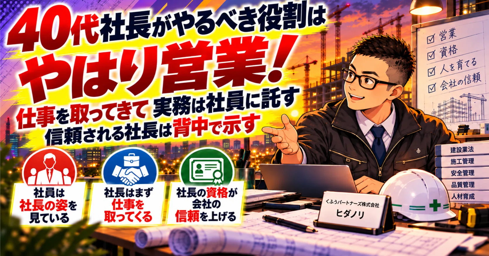 中小建設業者のための現場管理100のポイント 建設業法が求める信頼される建設業… 40代の建設会社社長がやるべき仕事は、やはり営業だと思う｜kufupa