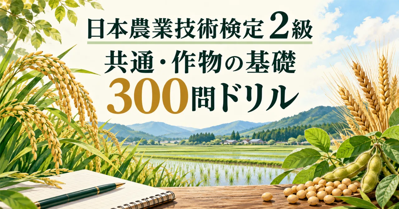 日本農業技術検定 2級】300問ドリル｜共通・作物（イネ・麦・大豆）の