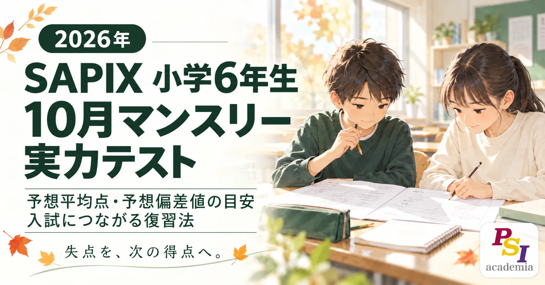 2026年】SAPIX小学6年生・10月マンスリー実力テスト｜予想平均点・予想