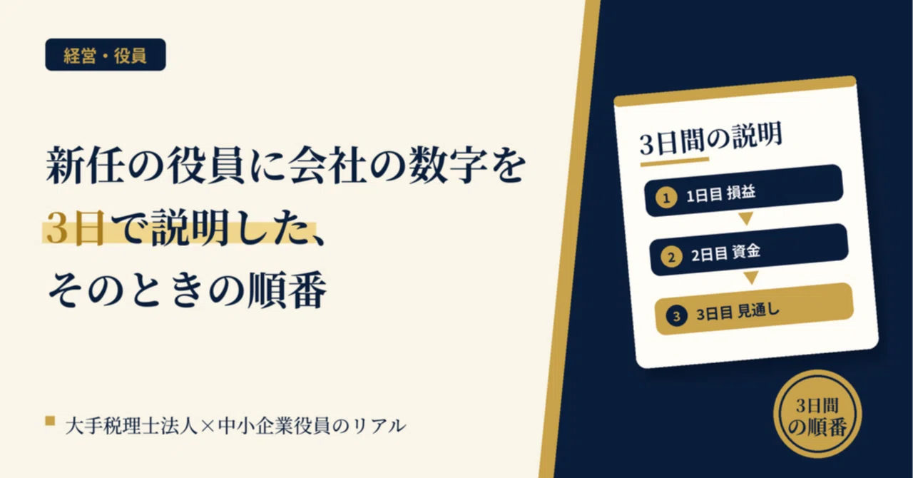 新任の役員に会社の数字を3日で説明した、そのときの順番｜にゃにゅ