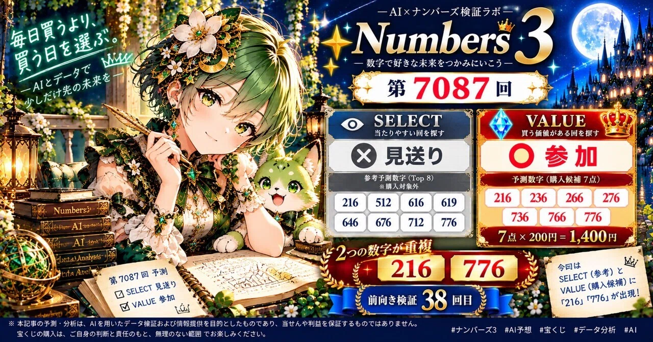 リアルタイム検証 第26回】ナンバーズ3 第7087回｜VALUE参加、2つの