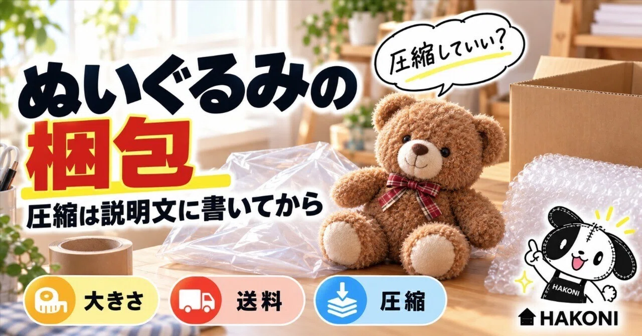 メルカリでぬいぐるみを送る梱包｜圧縮していい？袋とプチプチの