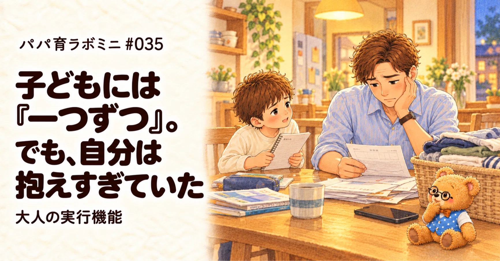 3児のパパʕº̫͡ºʔ様 確認ページ パパ育ラボミニ #035子どもには「一つずつ」。でも、自分は抱えすぎ
