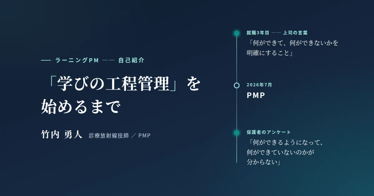 Before Starting 'Learning Process Management' (Self-Introduction)｜竹内 勇人