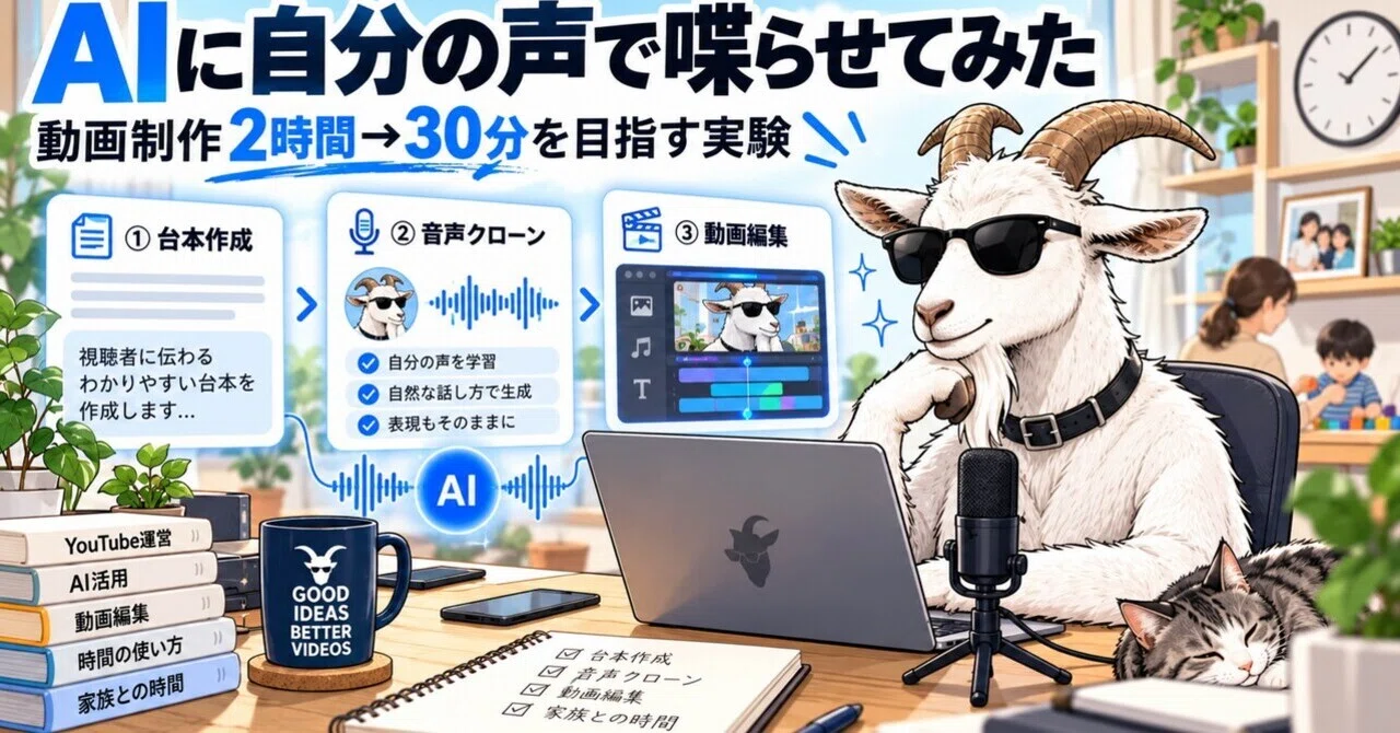 AIに自分の声で喋らせてみた。会社員のYouTube制作は30分まで短縮できるのか