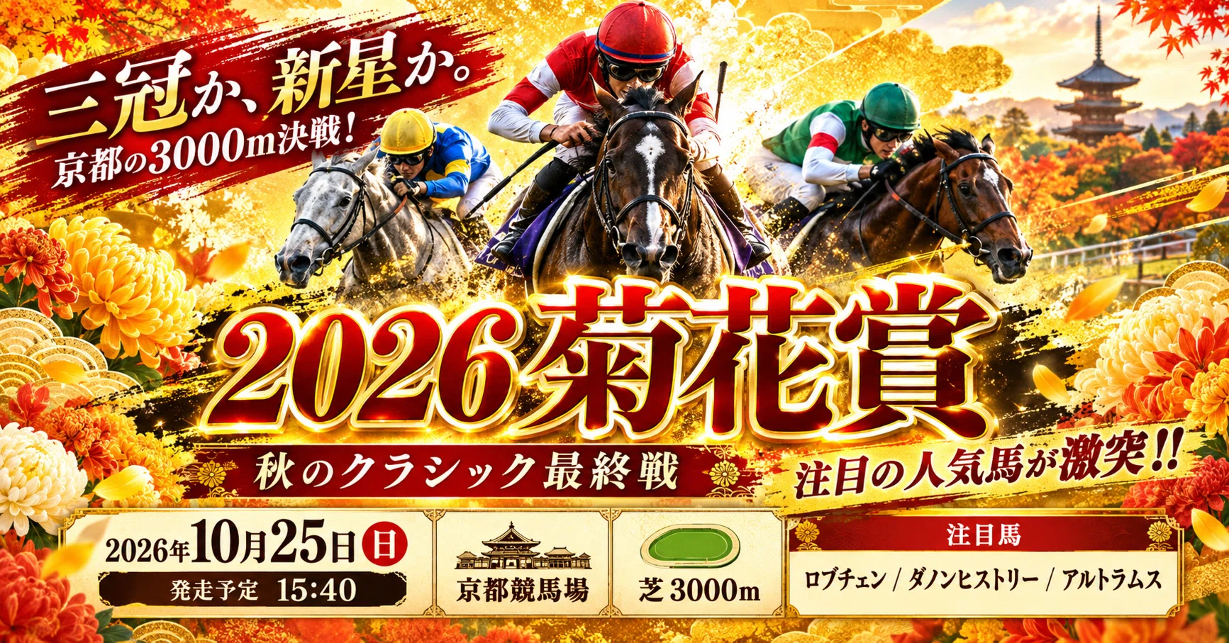 菊花賞2026想定馬】ロブチェン三冠へ！ダノンヒストリーが“最後の刺客