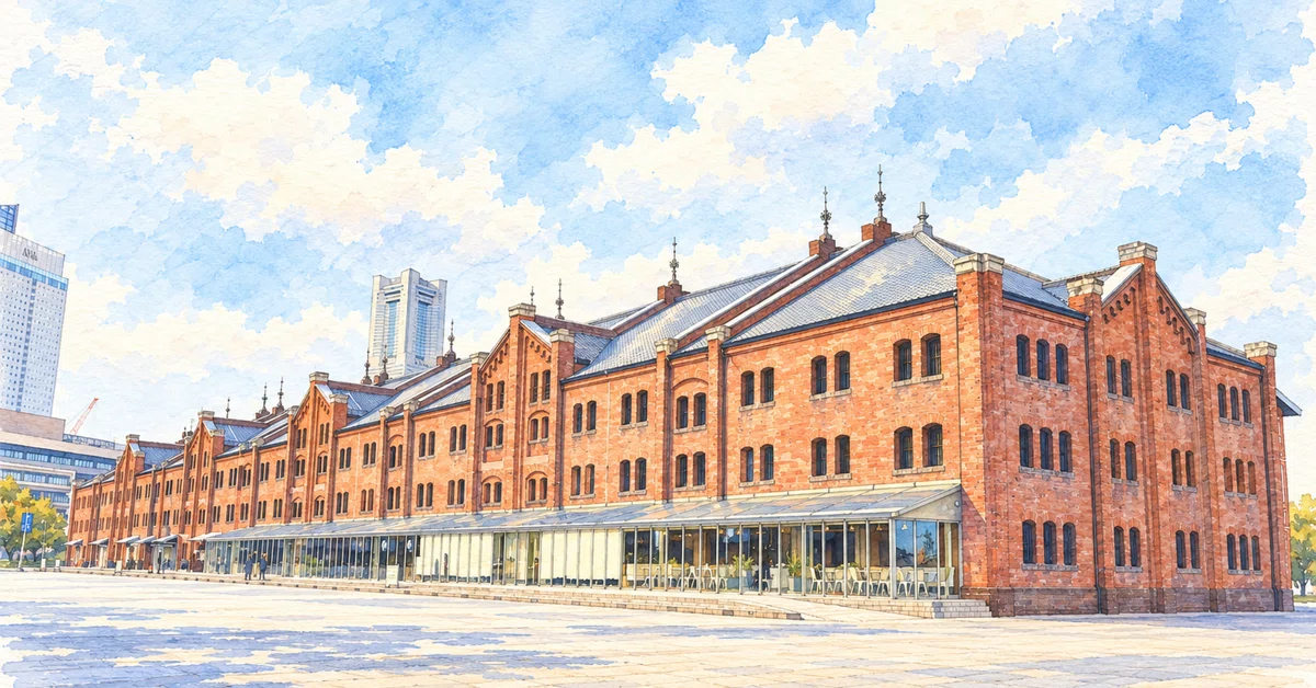 AIイラスト】みなとみらいを水彩画にしてみた｜ボッシュ