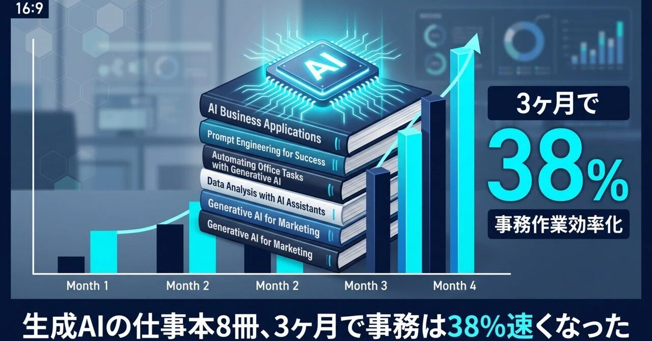 生成AIの仕事本8冊、3ヶ月で事務は38%速くなった｜ゆうま｜仕事が速く
