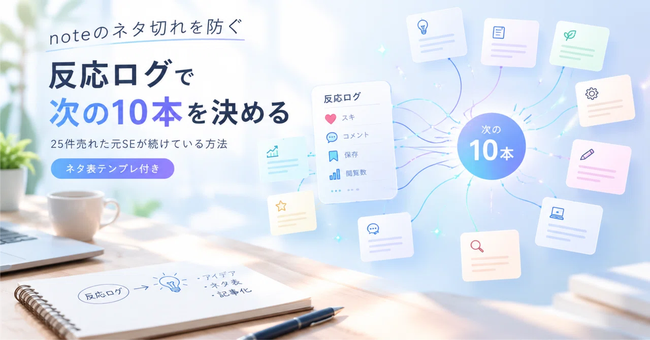 【初心者】noteのネタ切れを防ぐやり方|25件売れた元SEが続けている「反応ログ」で…