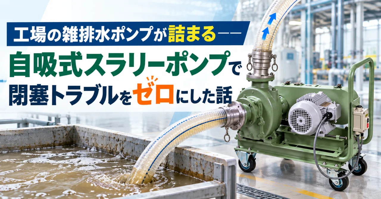 工場の雑排水ポンプが詰まる──自吸式スラリーポンプで閉塞トラブルをゼロにした話