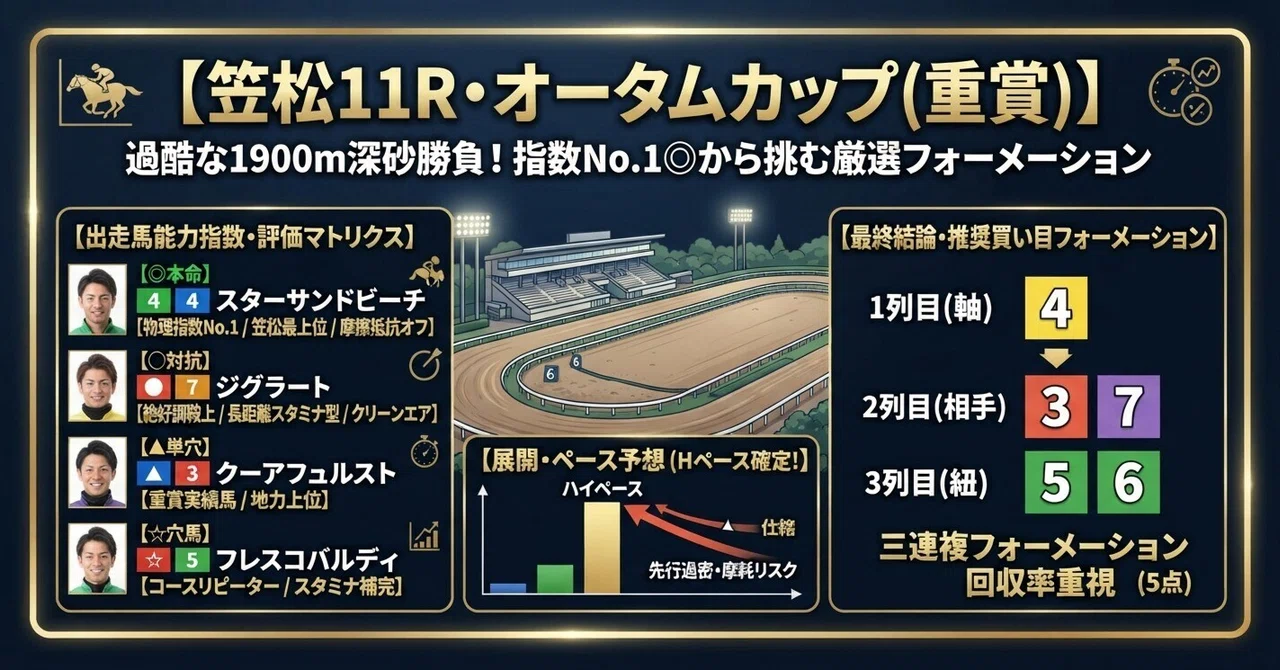 Kasamatsu 11R Autumn Cup (Graded Stakes) A brutal 1900m deep sand ...