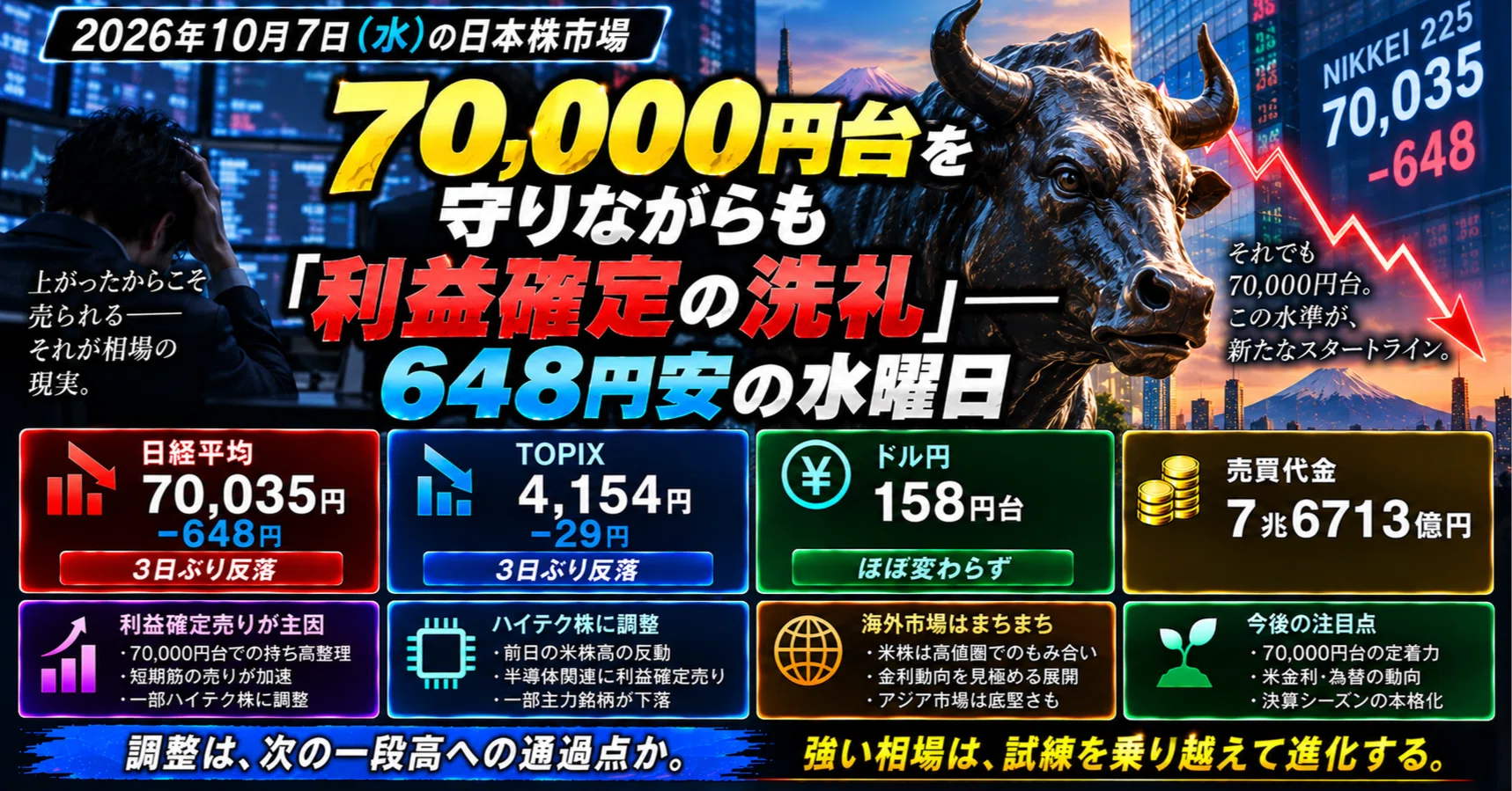 📉 Wednesday, October 7, 2026: Maintaining the 70,000 yen level while ...